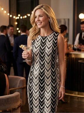 Classic sleeveless dress with sequins great addition for summer evening